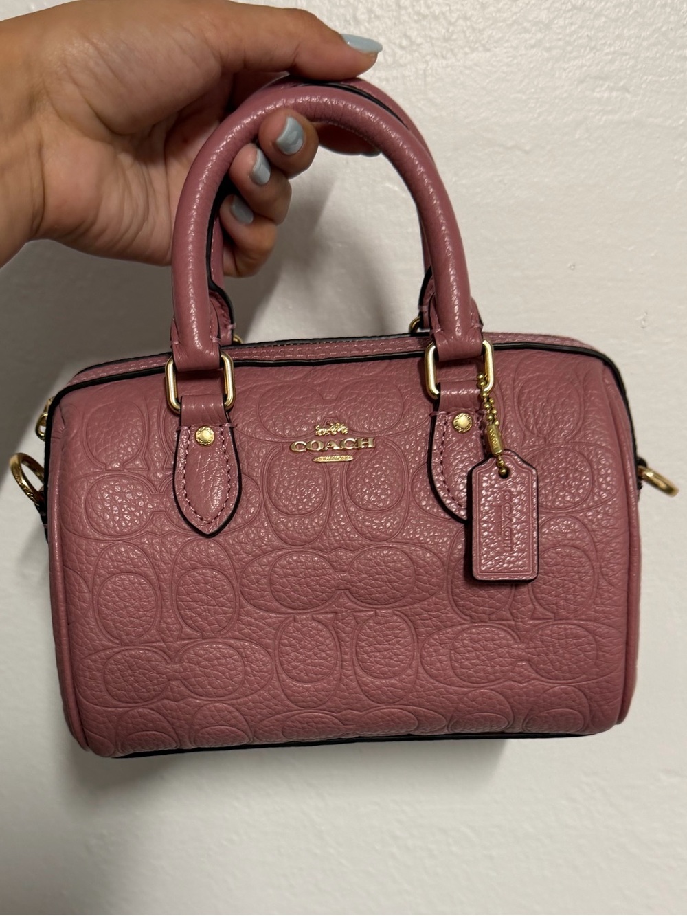 🌷Coach Pink Leather Mini Satchel - Signature Embossed🌷